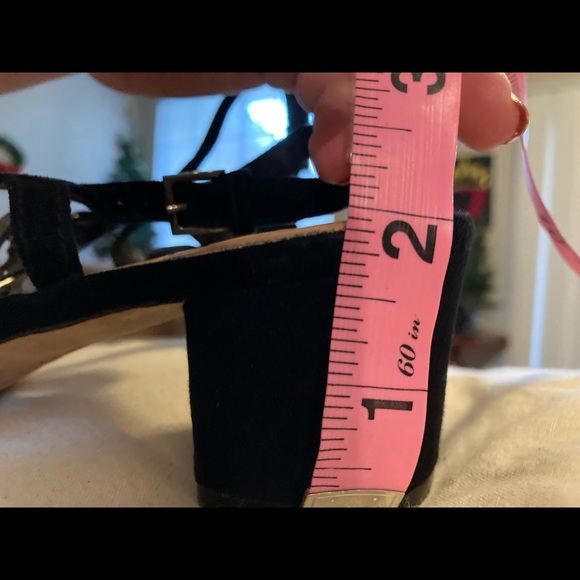 Tory Burch Black Suede and rhinestone crystal logo heels - Picture 2 of 10